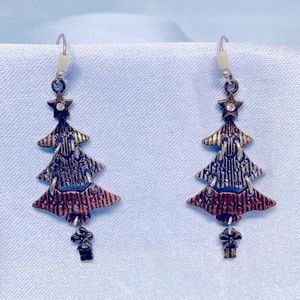 Tri-colored Christmas Tree Dangle Earrings